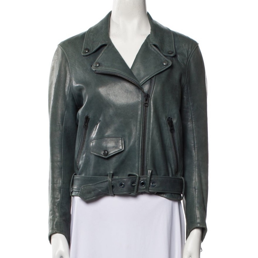 Acne Dark Green Leather Jacket